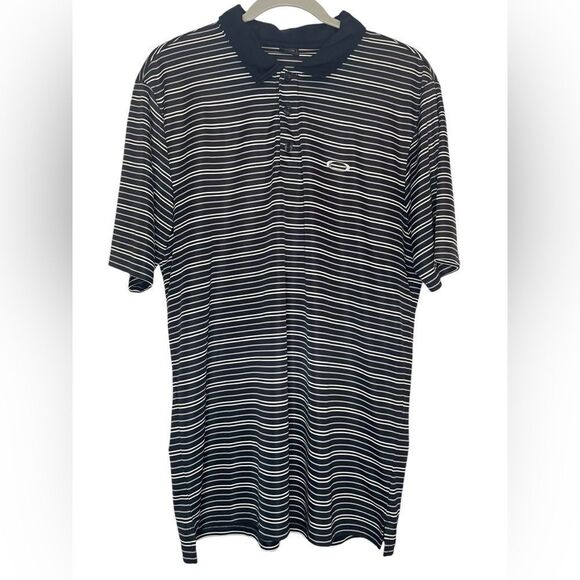 Men’s Oakley Black And White Collared Polo Button Shirt size Large - Picture 1 of 7